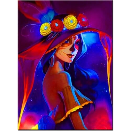 Diamond Painting Diy Full Round 5D Beautiful Red Hat Woman Diamond Embroidery Cross Stitch Rhinestone Diamond Mosaic Girl