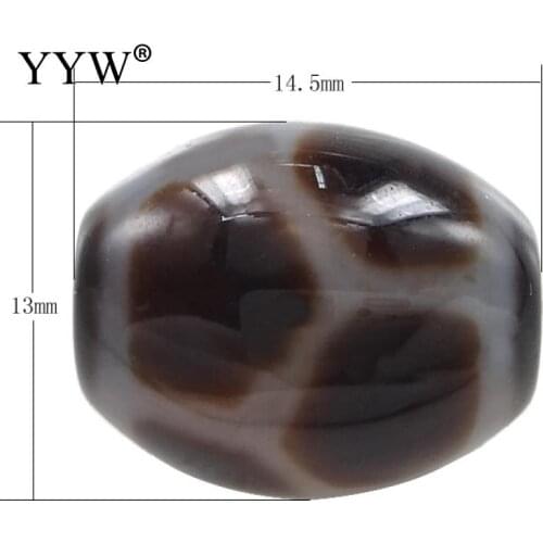 One Piece Natural Stone Agates Ji Beads Oval longevity & two tone Natural Tibetan Dzi Beads DIY Hole:Approx 2mm 14.50x13x3mm