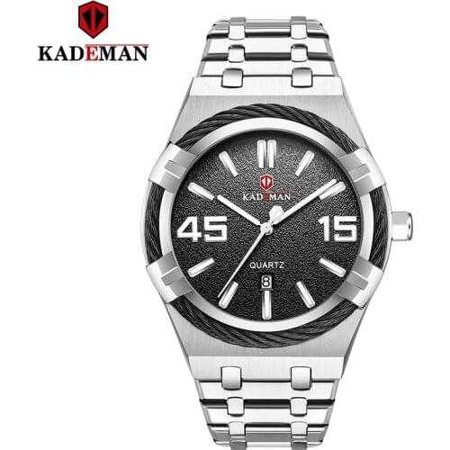 KADEMAN Mens Stainless Steel Luxury Brand Army Quartz Wristwatches Business Waterproof Date Male Clock Relogio Masculino