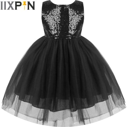 Childrens Sequins Dress Shiny Sequined Mesh Tutu Ballet Dress Kids Dresses for Girls Stage Performance Dance Costume Party Wear