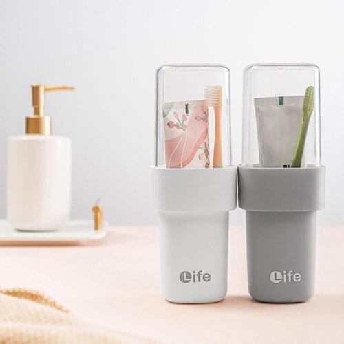 Double-layer Simple Mouthwash Cup Toothbrush Holders Couple Travel Toothbrush Storage Box Wash Set Bathroom Washing Tooth Mug