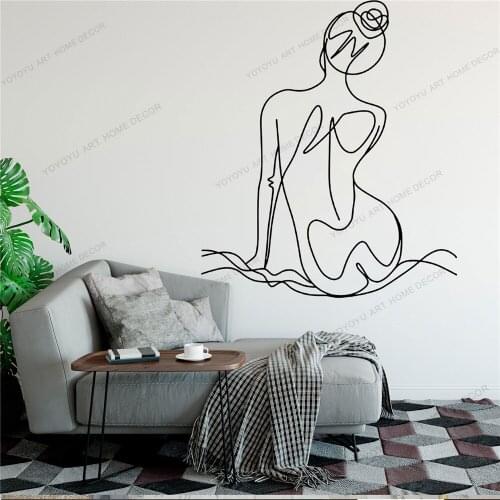 Naked Line Draw Art Wall Sticker For Home Decor Living Room Fashion Wall Decals Valentines Removable Murals Wallpoof CX1461