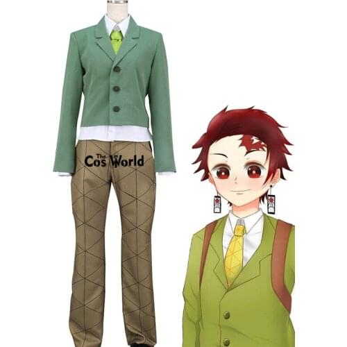 Demon Slayer: Kimetsu no Yaiba Kamado Tanjirou Winter School Uniform Coat Shirt Pants Outfit Anime Cosplay Costumes