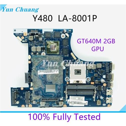 LA-8001P for Lenovo Y480 Y480N notebook motherboard PGA989 HM77 GPU GT640M 2GB 100% test work