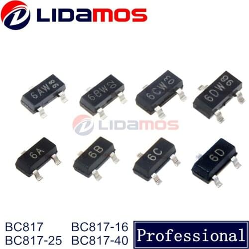 LIDAMOS 3000PCS BC817 BC817-16 BC817-25 BC817-40 NPN 45V 500mA 0.5A SOT-23 Marking 6A 6B 6C 6D New origin and Chinese goods