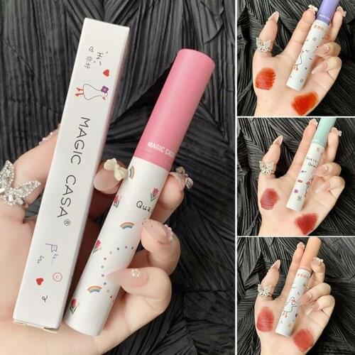 2021 MAGIC CASA Matte Velvet Lip Glaze with 6-Color Optional Long Lasting Lightweight Non-Stick Cup Non Fading for Daily Life