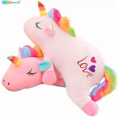 40-85cm Cute Plush Toys Rainbow Unicorn Soft Pillow Children Birthday Gift lovely Kids Stuffed Christmas Festival Present