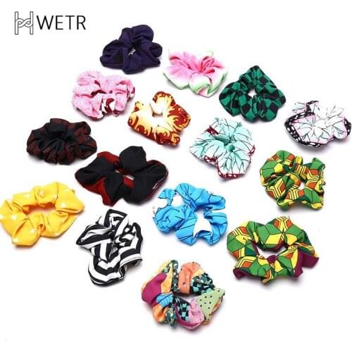 2021 Fashion Demon Slayer: Kimetsu No Yaiba Scrunchie Elastic Handmade HeadBands Hair Band Rope Clip Headdress