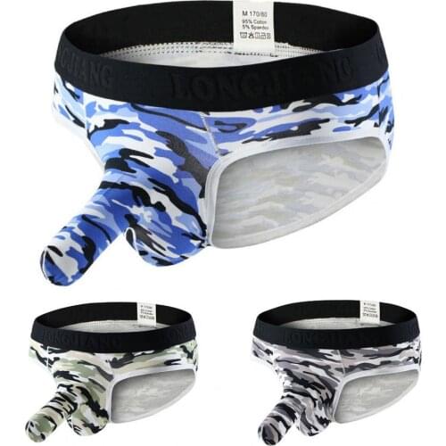 Longjiang Men U Pouch Underwear Briefs Cotton Breathable Male Panties Men Underpants Camouflage Print U Convex Briefs Underwear