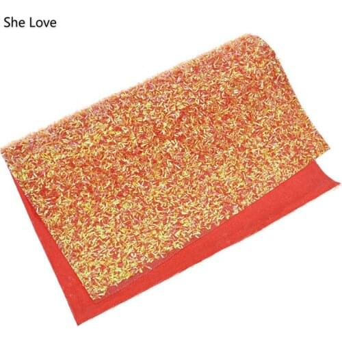 Chzimade A4 29x21cm Soft Tinsel Glitter Fabric Faux PU Leather Fabric Sheet For Dress Clothing Home Crafts