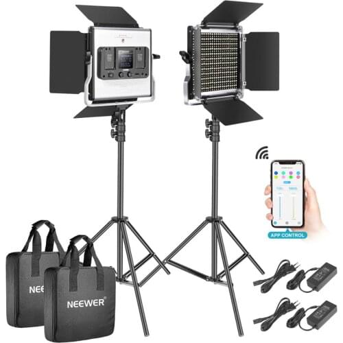 Neewer 528 LED Video Light, Metal Dimmable Bi-Color 3200K-5600K Photography Lighting Kit with APP Intelligent Control System