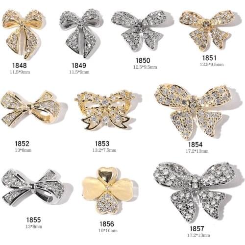 Swarovsky Silver Gold 3D Alloy Butterfly Bow Nail Art Zircon Metal Manicure Nails DIY Accessories Nail Decoration