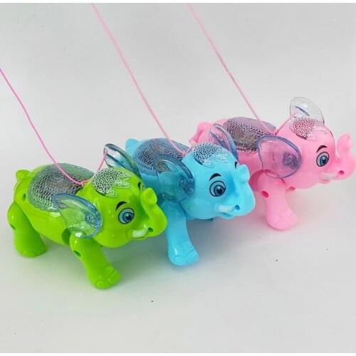 Online red products lead rope elephant, luminous floor stand, flashing move brithday gift toy electric toys walking elephant