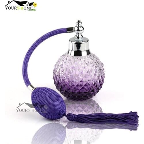 100ml Purple Crystal Art Vintage Style Empty Refillable Perfume Atomizer Long Tassel Spray Bitter Bottle With Air Bag Barware