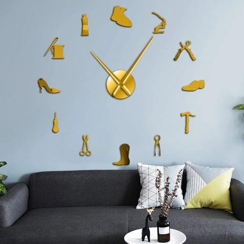 Shoe Repair Equipment Wall Stickers Shoe Store Large Decorative Wall Clock Cobbler Home Decor Frameless Time Clock