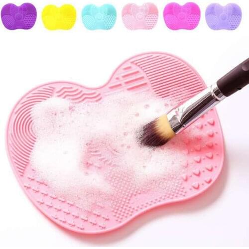 Silicone Makeup Cleaning Brush Scrubber Mat with Suction Cup Brush Cleaning Mat, Portable Washing Tool Cosmetic Brush Cleaner