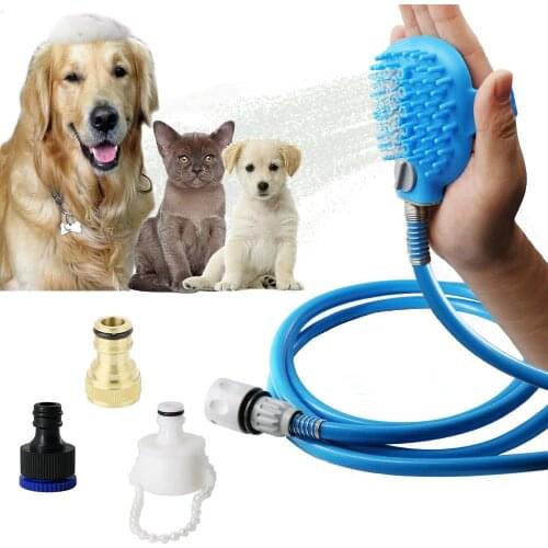 2-in-1 Pet Bathing Tool Pet Shower Sprayer Scrubber Shower Bath Tub Outdoor Garden Dog Cat Horse Grooming Brush Pet Supplies Hot