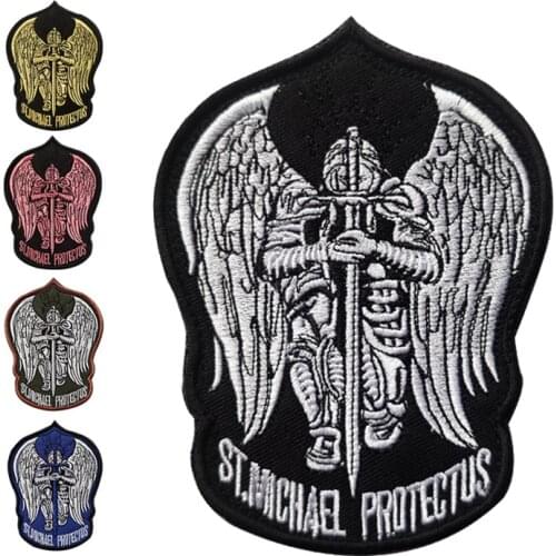 ST.Michael Protectus Embroidery Backpack Patches Warrior Wings Cloth Badge Army Velcro Chapter Ourdoor Tactical Military Armband