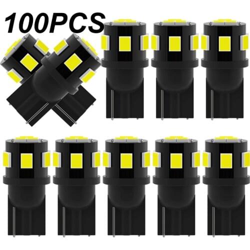 100x T10 Led Canbus W5W Led Bulbs 168 194 6000K White Signal Lamp Dome Reading License Plate Light Car Interior Lights Auto 12V