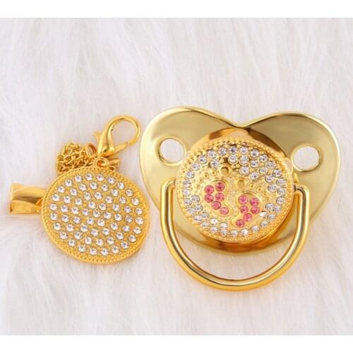 Bling Bling Pink Rhinestone Crown Baby Pacifier Silicone Infant Soother BPA Free Dummy Nipple Chupeta Sucette Baby Shower Gift