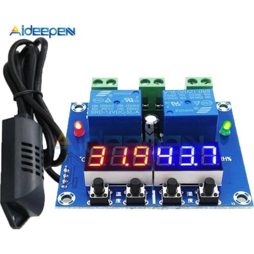 XH-M452 DC 12V LED Digital Thermostat Temperature Humidity Control Thermometer Hygrometer Controller Relay Module AM2301 Probe