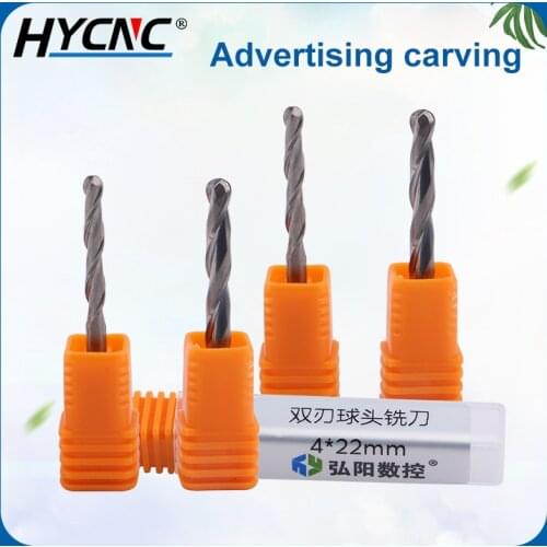 1pcs pDouble-edged Ball End Milling Cutter Carbide Milling Tool 2 Slot Spiral Milling Vertical Cutter CNC Woodworking Drill Tool
