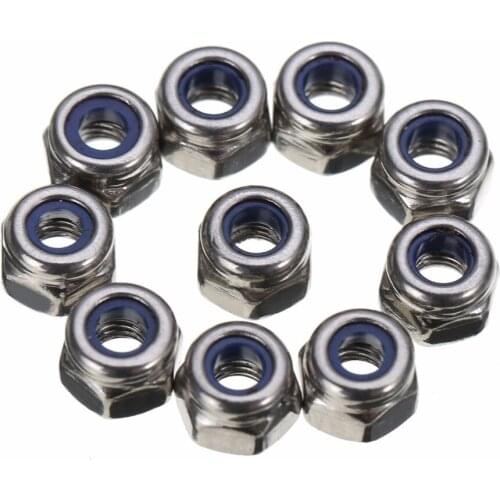 100x Stainless Steel M3 Nylon Insert Locking Nut 3mm Lock Hexagon Hex Nut For Home Tools