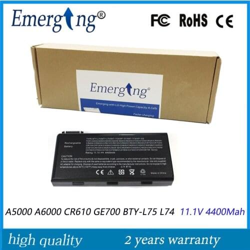 11.1V 4400Mah New Laptop Battery For MSI A5000 A6000 CR610 GE700 BTY-L75 L74 BTY-L74