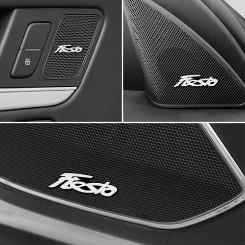 4pcs 3D aluminum speaker stereo speaker badge emblem Sticker for Ford Fiesta mk5 mk6 mk7 Accessories Car Styling