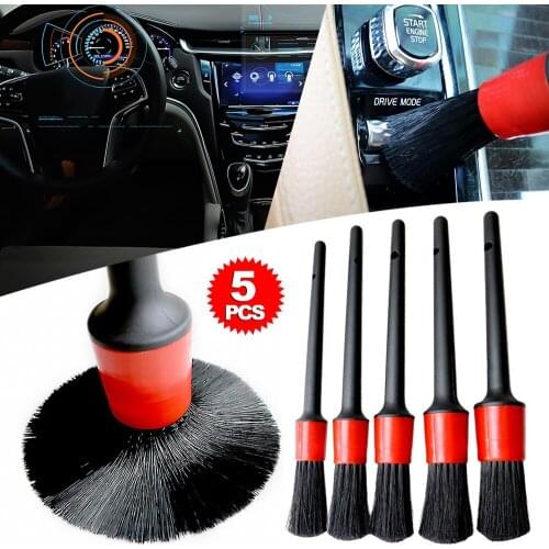 5Pcs Car Detailing Brush Set Detail For Cleaning Wheels Engine Emblems Air Vents Dashboard Air Outlet Clean Brush Tools 2