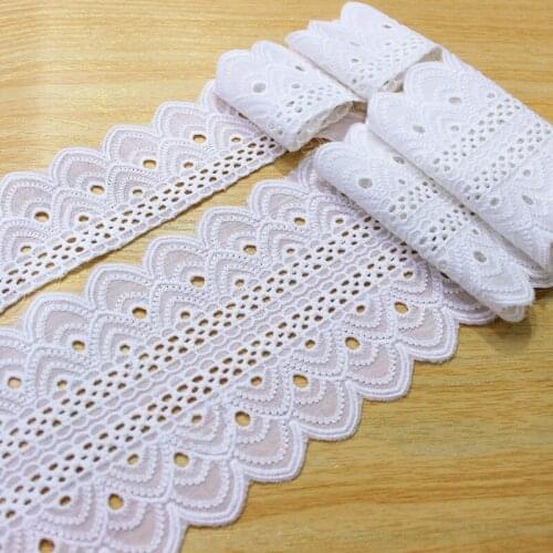 5Yards/lot Width 5cm 10.5cm Off White100% Cotton Embroidered Lace Fabrics Lady Clothing Diy Lace Trim VQX101005