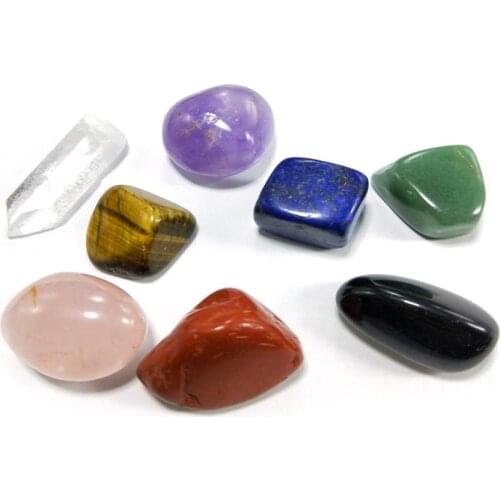 8Pcs Multicolor Inspirational Natural Stone Faith Meditation Gift with Pouch for Jewelry Making Bracelet Pendant DIY