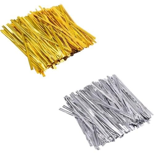 800pcs Wire Metallic Sealing Twist Tie strap Candy Lollipop Baking food bag zip tie wrap Fastener Floral Packaging Binding tape