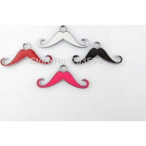 AE107 20pcs Mixed Enamel Alloy Moustache Charms Pendants beard Floating Charm 16x34mm