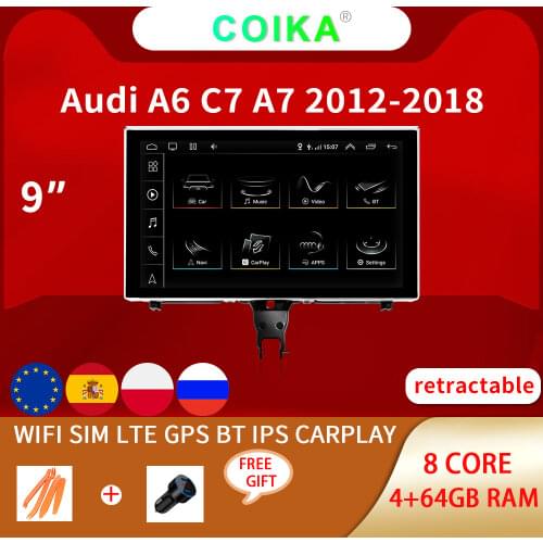 8 Core Android 10 System Car Multimedia Stereo For Audi A6 C7 A7 2012-2018 WIFI 4G 4+64GB RAM Carplay IPS Touch Screen GPS Navi