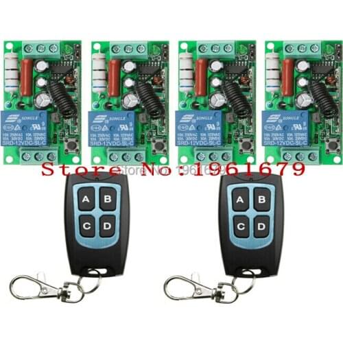 AC 220 V 10 A 1 channel RF Wireless Remote Control 4 piece Receiver &2 piece Transmitter waterproof