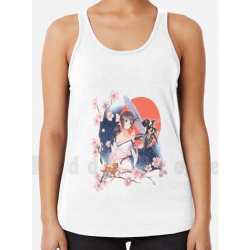 Spirits Of The Cherry Blossoms tank tops vest sleeveless Anime Kimono Umbrella Goldfish Koi Cherry Blossom
