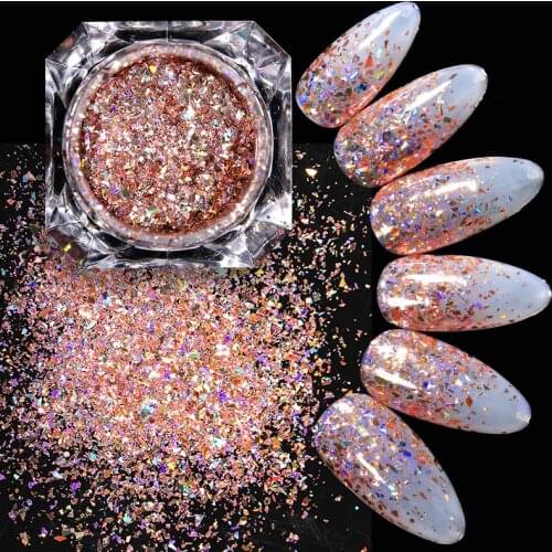 1 Box Sparkly Shinning Nail Sequins Glitter Orange Holographics Powder Flakies Paillette DIY Nail Art Decoration