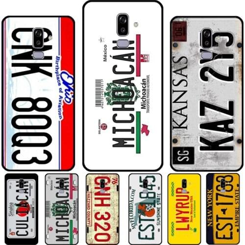 Retro License Plate Number For Samsung Galaxy J8 A9 A7 2018 A8 A6 J6 J4 Plus J1 J3 J5 J7 A3 A5 2016 2017 Phone Case