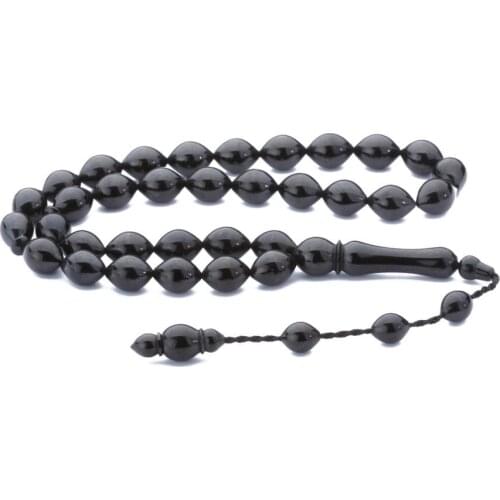 Black Natural Erzurum Jet Stone Prayer Bead Men Rosary Islamic Tasbih Made in Turkey