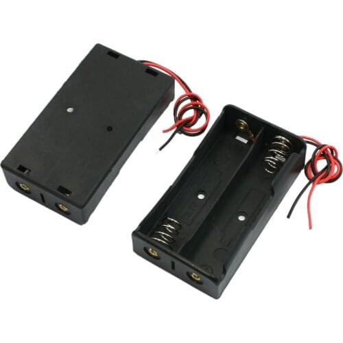 HFES New 2pcs Black 2 x 18650 3.7V Battery Holder Case Box w Wire Leads