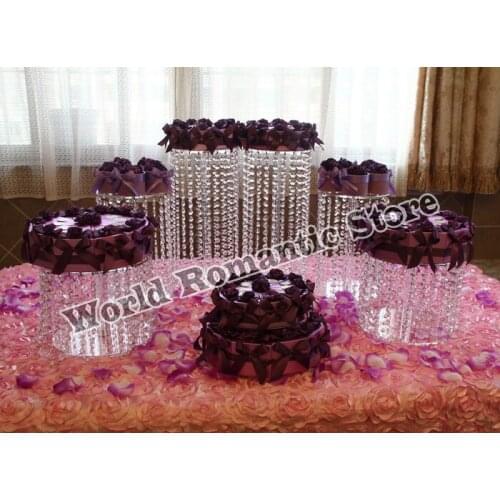 Crystal Acrylic Wedding round cake stand Party Props 6pcs crytal cake holders Wedding Decoration