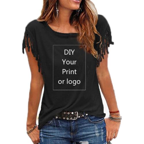 Customized Print T Shirt for Women DIY Your Like Photo or Logo Top Size S-5XL Cotton Tees