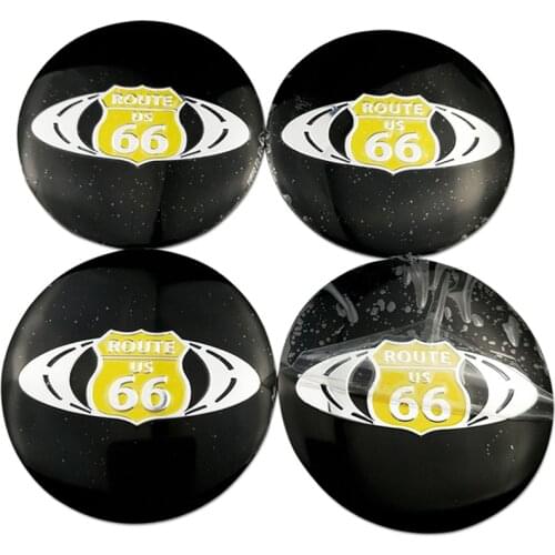 For US Route 66 Hub Emblem Wheels for Cadillac Jeep BENZ Dodge BMW Chrysler Ford Land Rover Haval Cool Auto Center Rim Sticker