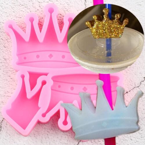 Disney Frozen Crown Straw Topper Silicone Mold Chocolate Candy Fondant Cake Decorating Tools Pendant Keychain Epoxy Resin Mould