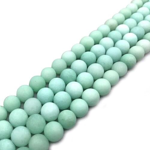 6/8/10/12Mm Natural Stones Round Loose Beads Frosted Blue River Amazonite Matte Beads for Jewelry Making Bracelet Necklace Diy