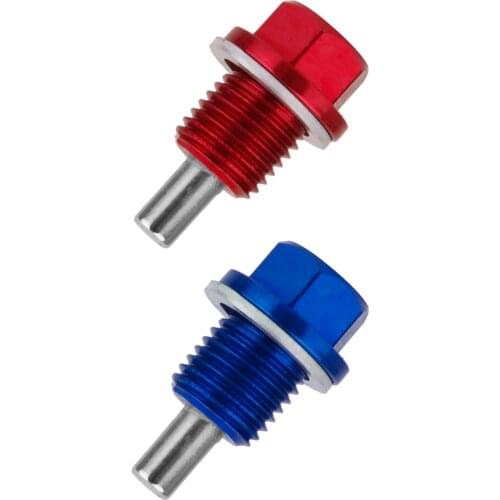2 pcs M14X1.5mm Magnetic Oil Drain Plug Easy Install Durable Blue & Red