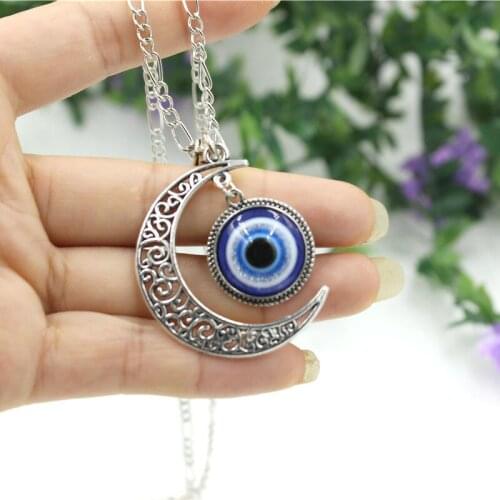 Fashion Turkey Blue Eye Evil Eye Necklace Moon Necklace Personality Girl Party Necklace Exquisite Jewelry Fashion Gift