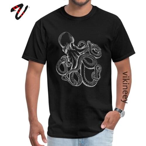 Call Of Cthulhu Octopus T Shirt Tentacle Occult Black Tops & Tees for Men 100% Cotton Round Neck Tshirts Street T-shirts On Sale