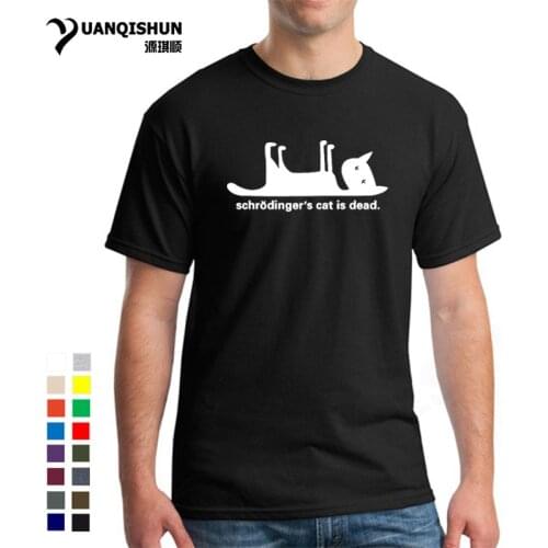 16 Colors Summer Men T Shirt Schrodingers Cat Is Dead Funny Printed T-shirt Science Geek Fashion Cotton Short sleeves Tops